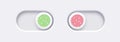 Lock and Unlock toggle switch buttons with fingerprint icon. Material design switch buttons set.